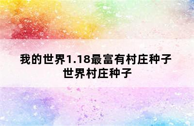 我的世界1.18最富有村庄种子 世界村庄种子